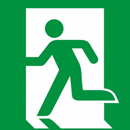 Znak Piktogram na lampę - Wyjście ewakuacyjne lewostronne