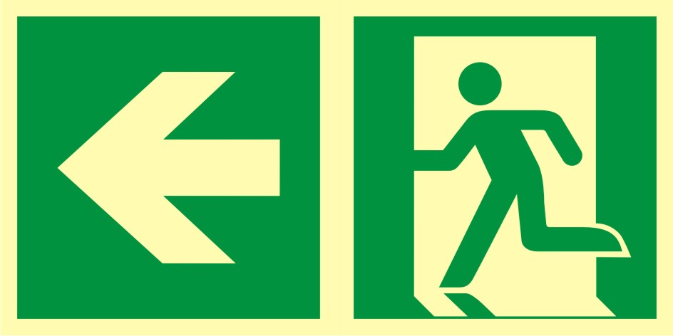 Znak ewakuacyjny Kierunek do wyjścia ewakuacyjnego - w lewo