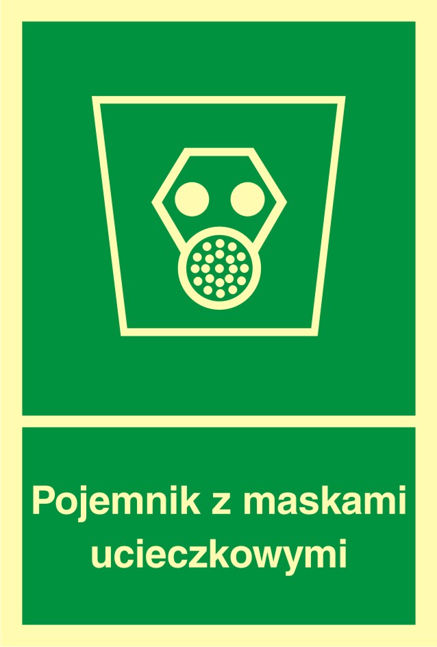 Znak ewakuacyjny Pojemnik z maskami ucieczkowymi
