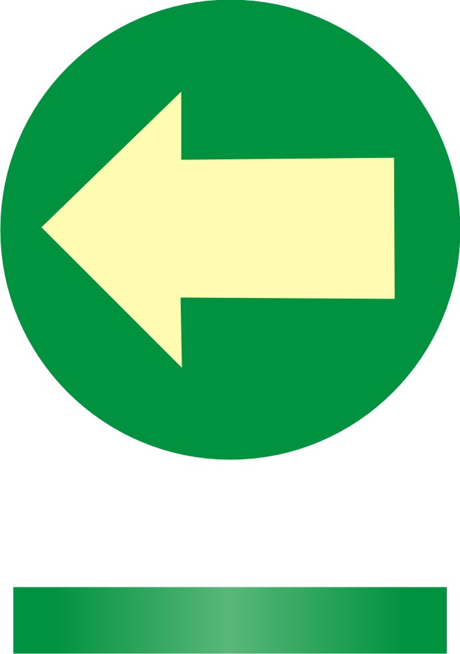 Znak ewakuacyjny Kierunek drogi ewakuacyjnej - znacznik podłogowy - wpuszczany w podłogę