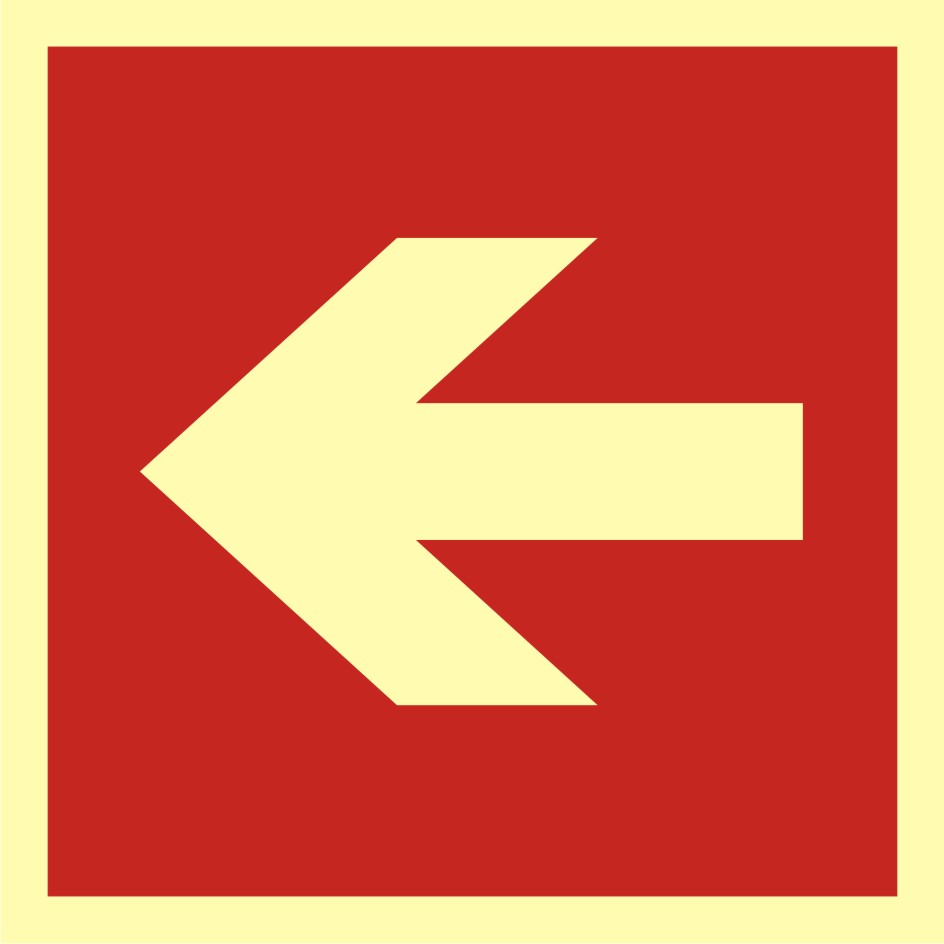 Znak przeciwpożarowy Kierunek do miejsca rozmieszczenia sprzętu pożarniczego lub urządzenia ostrzegającego