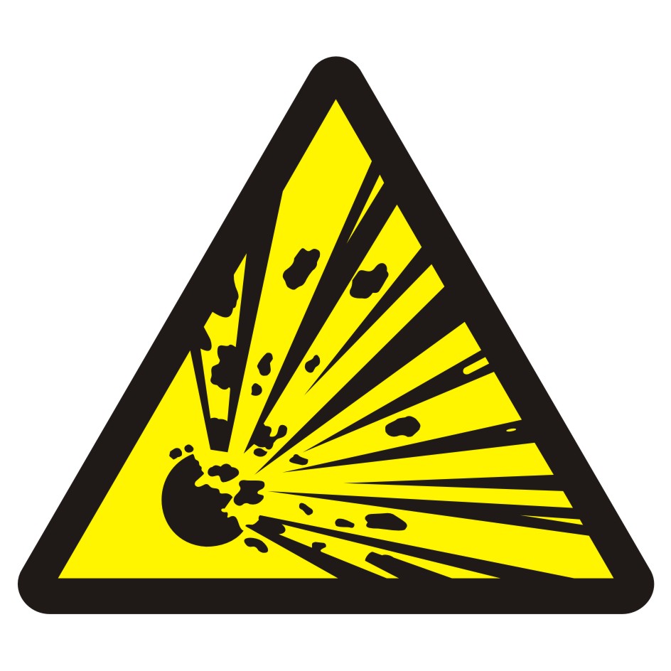 Znak przeciwpożarowy Niebezpieczeństwo wybuchu - materiały wybuchowe