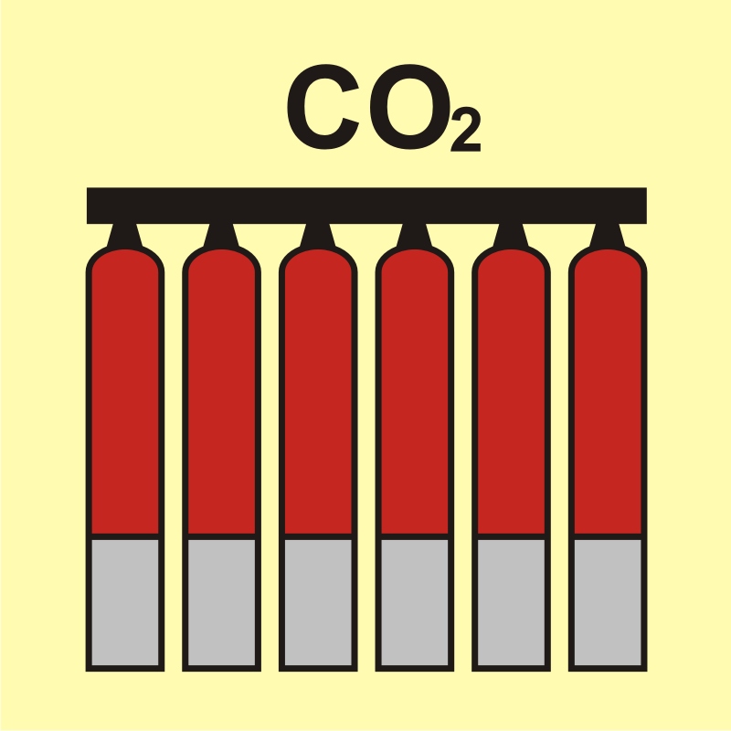 Zamocowana bateria gaśnicza (CO2 - dwutlenek węgla)