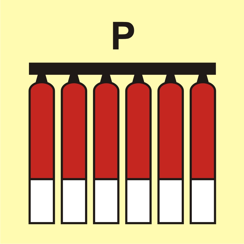 Zamocowana bateria gaśnicza (P - proszek)