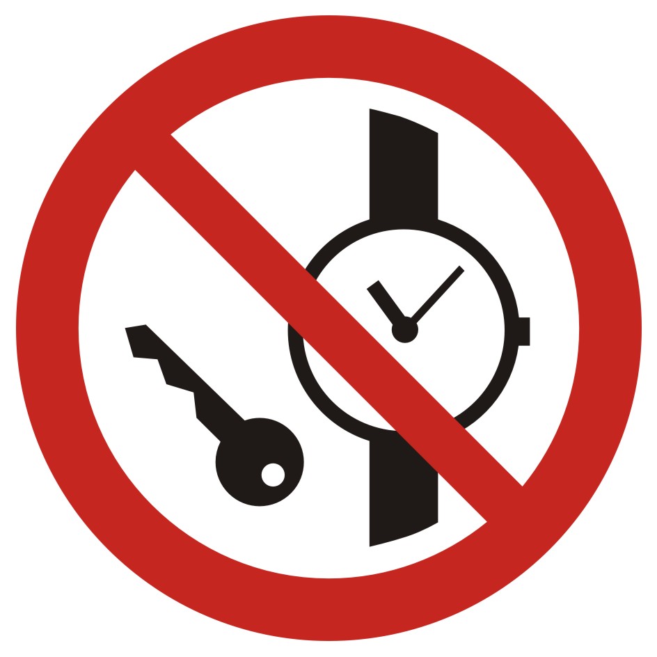Zakaz wstępu z przedmiotami metalowymi i zegarkami