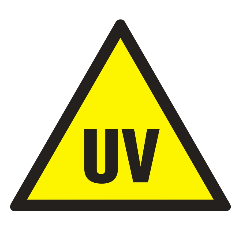 Znak UWAGA! Promieniowanie nadfioletowe