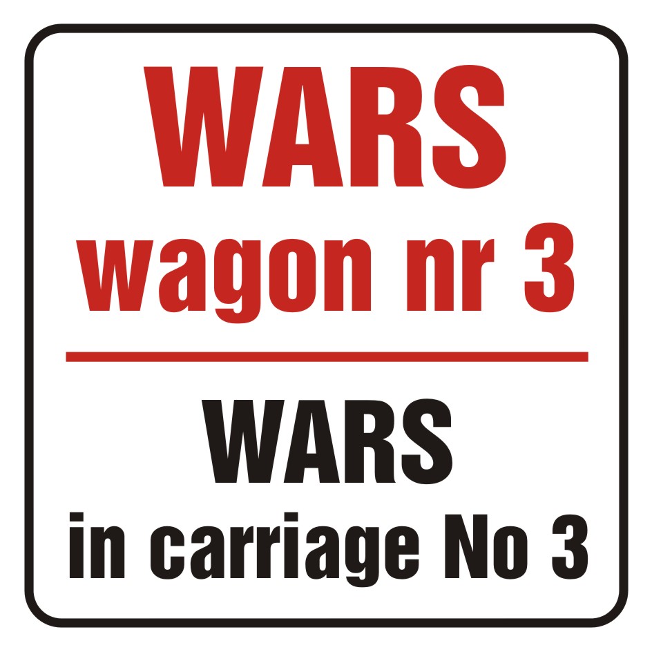 Naklejka wars w wagonie nr 3. Wars in carriage no 3